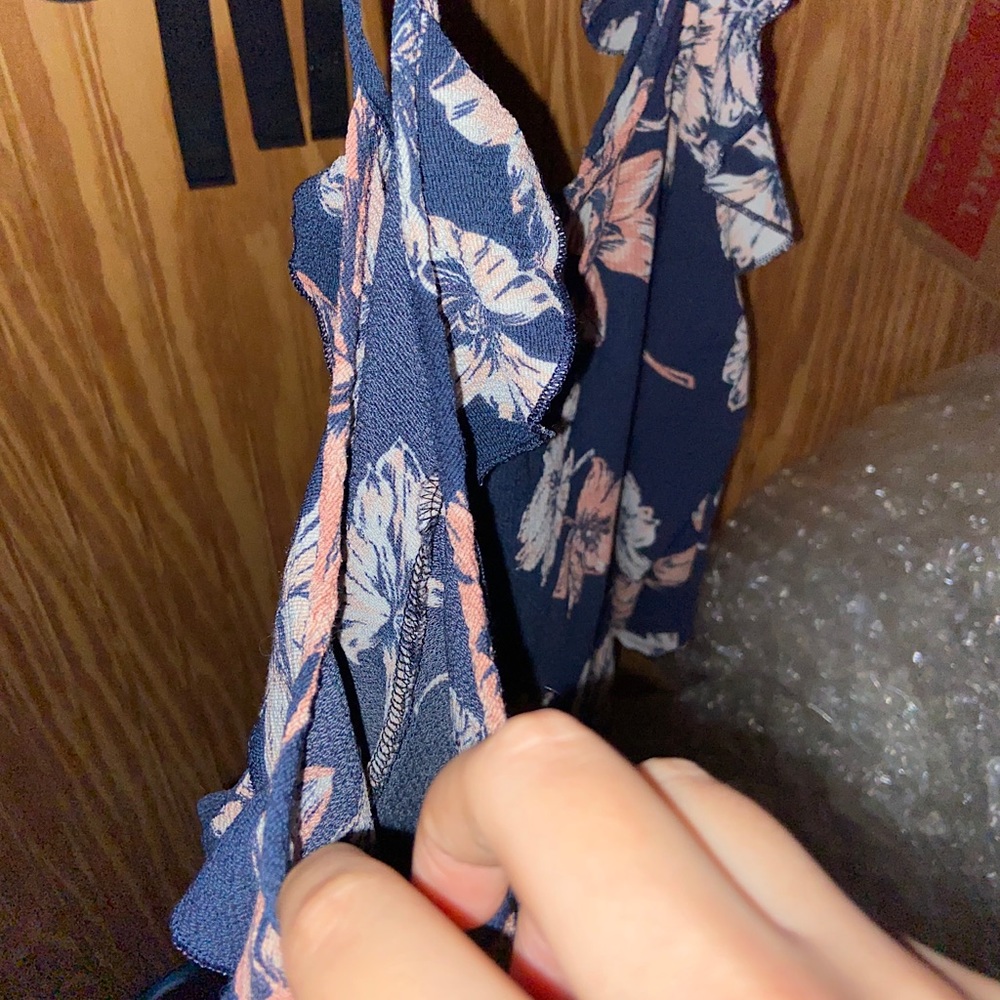Blue Flowery Dressy Blouse - Picture 2 of 3